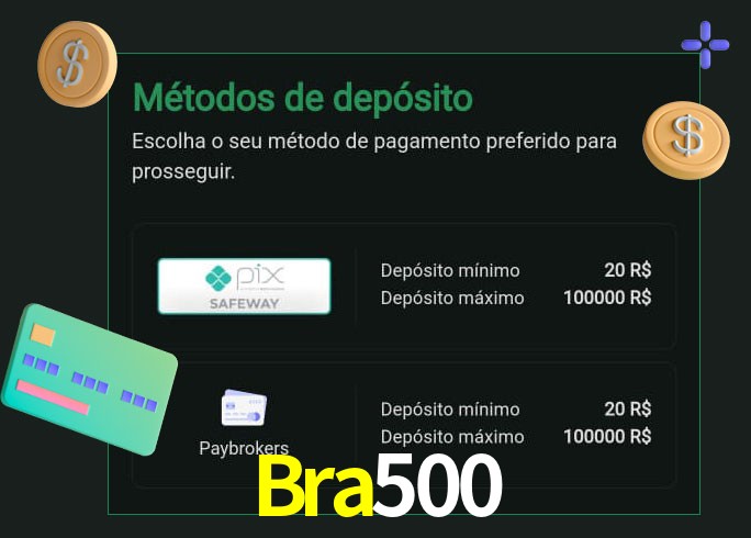 O cassino Bra500 oferece uma grande variedade de métodos de pagamento
